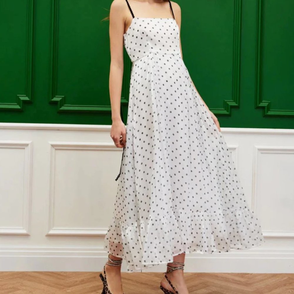 Sister Jane Annex Organza Polka Dot Midi Dress